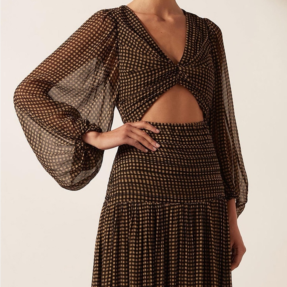 Shona Joy Sofia Ruched Cut Out Midi Dress